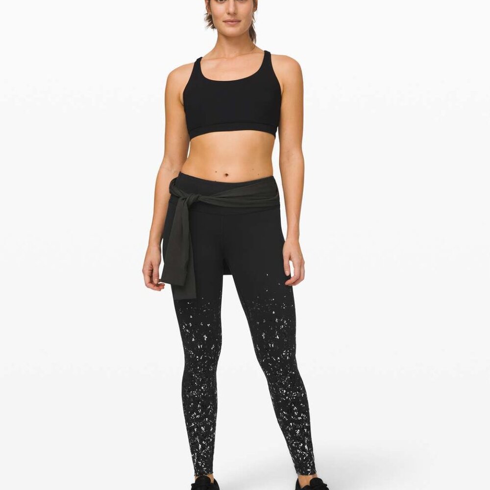Lululemon Women Speed Wunder Tight 28 Pant Speckle Shine Black Silver NWT 2